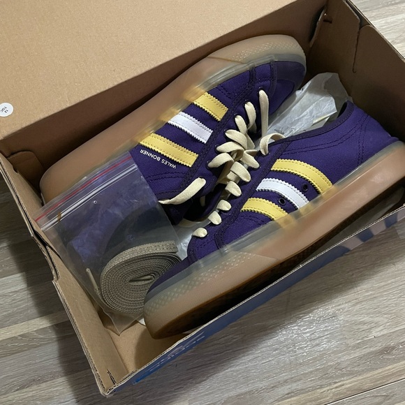 adidas Other - adidas rare Wales Bonner Nizza Purple Yellow Striped Gum Sole Canvas Sneakers